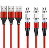 1 x RAW Customer Returns Magnetic charging cable 1m 1m 2m, 3 pieces USB C Type C Micro USB 2-in-1 magnet USB cable 3A fast charging and data synchronization LED charging cable compatible with all Android phones, smartphones, tablets - RRP €18.1