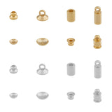 1 x Brand New SUPERFINDINGS 64 pieces 16 styles brass cord end caps small tassel caps barrel end tip with loop ring glue-in leather cord end caps flower golden column cord end metal end caps - RRP €20.4