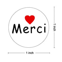 1 x RAW Customer Returns Hycodest Round French Thank You Stickers White Self Adhesive Red Heart 1000 Labels 1  - RRP €16.8