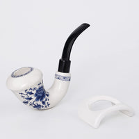 1 x RAW Customer Returns MUXIANG Calabash Ceramic Tobacco Pipe with Bent Acrylic Stem 9mm Mouthpiece PAPER FILTERS Stand Rack Set AN0018 FA0128 - RRP €28.22