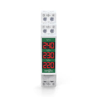 1 x RAW Customer Returns TONGOU - Mini Modular DIN Rail Mount Three Phase Voltage Meter with LED Digital Display - Ac 60 - 450 V - RRP €12.91