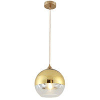 1 x RAW Customer Returns Pendant Light with Wood Plated Glass Ball Lampshade Modern Simple Ceiling Light Hanging Lamp Kitchen Island Dining Room Bedroom Chandelier Gold, 15cm  - RRP €44.99