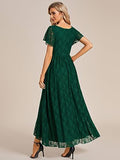 1 x RAW Customer Returns Ever-Pretty Mother Dress Long Lace High Low Short Sleeves V Neck Women Evening Dresses Dark Green 52 - RRP €59.99