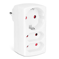 1 x RAW Customer Returns Aigostar multiple socket 3-way socket adapter, 2 Euro 1 Schuko socket child safety lock, double plug for socket, white - RRP €7.27