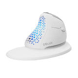 1 x RAW Customer Returns DeLUX Seeker Ergonomic Mouse Wireless, Vertical Mouse with OLED Screen and Thumb Wheel, Connect up to 4 Devices, 7200DPI, Programmable, Rechargeable, Silent Click M618XSD-White  - RRP €76.99