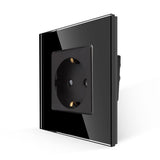 1 x RAW Customer Returns JIMEIDA single socket in black, 16Amp glass Schuko sockets flush-mounted protective contact wall socket-86mm, 250V, 1 compartment - RRP €11.99