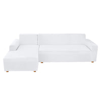 1 x RAW Customer Returns papasgix sofa cover with elastic peninsula, L-shape chaise longue sofa corner cover washable removable protective covers for sofa 3-seater 3-seater, white  - RRP €75.41