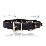 1 x Brand New PETLESO Leather Adjustable Studded Dog Collar for Small Medium Dogs and Cats, Large UK , Black - RRP €20.4