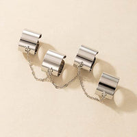 1 x Brand New Jovono Vintage Finger Rings Silver Chain Rings Set for Women and Girls - RRP €18.0