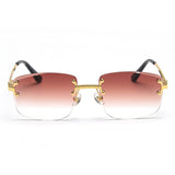 1 x RAW Customer Returns kachawoo Rimless Square Sunglasses Gradual Color Retro Vintage Style - RRP €16.64