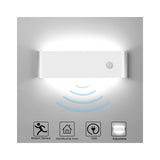 1 x RAW Customer Returns INHDBOX Wall Light Motion Sensor Indoor 12W Cool White LED Wall Lamp Indoor Up and Down Aluminum Interior Light Wall Lighting for Living Room Bedroom Hallway Stairs White  - RRP €30.14