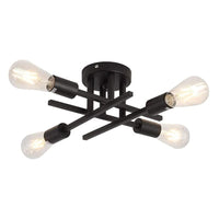 1 x RAW Customer Returns Industrial Ceiling Lamp, 4 Lights E27 Vintage Ceiling Pendant Lamp, Modern Black Ceiling Lamp for Living Room, Study, Bedroom, Kitchen and Dining Room - RRP €29.99