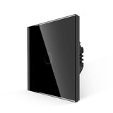 1 x RAW Customer Returns JIMEIDA touch light switch in black, flush-mounted switch with glass panel and status LED, no neutral wire required, 1-way 1-pole wall switch, AC 240 V, 500 W way - RRP €13.99