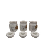 1 x RAW Customer Returns Kasahome Set of 3 Kitchen Jars for Salt, Sugar, Coffee - Ceramic Containers with Lid - Food Spice Jar 12x12x17 cm - RRP €37.33