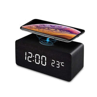 1 x RAW Customer Returns INF Digital LED Alarm Clock with Wireless Charging, Digital Alarm Clock and Qi Charger in One, Black - RRP €32.26