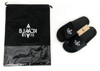 3 x Brand New BLACK ELVIS CLOTHING Black elegant slide sandals for men and women - Ideal at the pool, on the beach and at home - Breathable sweatband and non-slip rubber sole - RRP €72.57