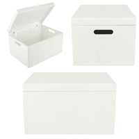 1 x RAW Customer Returns Creative Deco XXL White Large Wooden Box with Lid 40x30x24 cm -1cm Wooden Chest Memory Box Baby Wooden Box with Lid and Handles Box Easter Decoration Gift For Documents, Toys, Tools - RRP €46.64