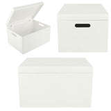 1 x RAW Customer Returns Creative Deco XXL White Large Wooden Box with Lid 40x30x24 cm -1cm Wooden Chest Memory Box Baby Wooden Box with Lid and Handles Box Easter Decoration Gift For Documents, Toys, Tools - RRP €46.64