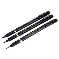 1 x RAW Customer Returns Jadeshay Handlettering Pens Black, 3 Piece Calligraphy Pen Set Brush Pen with Soft Tip for Writing Characters Manga Handlettering, Brush Pens Black - RRP €9.19