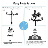 1 x RAW Customer Returns Dyna-Living Weather Vane Chicken Wind Vane Wind Chime Stainless Steel Cockerel Weathervane Retro Weather Vane Mini Decorative Weather Vane for Wind Direction Indicator and Roof Garden Decoration Black - RRP €44.99