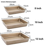 1 x RAW Customer Returns Dicunoy set of 3 stainless steel casserole dishes, non-stick coated rectangular baking tray, oven tray for the oven, gold roasting and baking tin - RRP €20.05