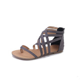 1 x RAW Customer Returns Sandals Women s Summer Roman Gladiator Sandals for Women Thong Braided with Cross Zip Flat Summer Shoes Grey, 42 EU . - RRP €33.82