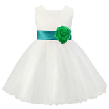 6 x Brand New SXSHUN Girls Dresses Princess Dress Tulle Children s Party Dress Wedding Pageant Dresses Sleeveless Floral Bow Green 134-140 - RRP €165.6