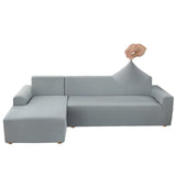 1 x RAW Customer Returns Jaotto Sofa Cover with Stretch Left Right Peninsula, Universal Corner Sofa Cover, Scratch-Resistant Sofa Cover Cat Chaise Longue L-Shaped 1 Seater 2 Seater, Smoke Grey  - RRP €48.59