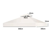 1 x RAW Customer Returns Replacement roof gazebo 3x3m waterproof stable winterproof 160g m beige, double roof garden gazebo gazebo roof folding gazebo stormproof party tent replacement cover, top cover two-stage canopy - RRP €46.38