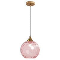 1 x RAW Customer Returns ZTTECH 200mm Glass Ball Pendant Light Bronze Gold Bracket with Pink Glass Ball Hanging Lamp Pink  - RRP €69.99