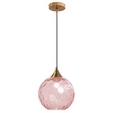 1 x RAW Customer Returns ZTTECH 200mm Glass Ball Pendant Light Bronze Gold Bracket with Pink Glass Ball Hanging Lamp Pink  - RRP €69.99