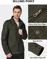 1 x RAW Customer Returns WenVen Men s Military Jacket Lightweight Jacket Transition Jacket Bundeswehr Jacket Vintage Jacket Lightweight Jacket Outdoor Jacket Coat Short Blouson Summer Jackets Green L - RRP €54.5