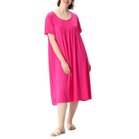 1 x RAW Customer Returns amropi Women s Nightgown Dresses Loungewear Soft Home T-Shirt Scoop Neck Loose Sleepwear Rose Red,3XL  - RRP €27.99