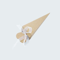 1 x RAW Customer Returns Auped 100 PCS Cone Candy Box Comes with Kraft Paper Color Ribbon for Place Card Favor Box for Birthday, Baptism, Communion, Birth, Graduation, Christmas - RRP €19.99