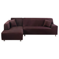 1 x RAW Customer Returns Lydevo Sofa Cover with Stretch Peninsula, Universal Left Right Corner Sofa Cover with 2 Pillowcases, L-Shaped Peninsula Sofa Slipcovers, Chaise Longue Sofa Cover 1 Seater 2 Seater, Coffee  - RRP €47.8