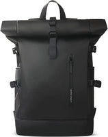 1 x RAW Customer Returns hk Roll Top Backpack Large Laptop Backpack 15.6 USB Port Water Resistant Anti-Theft Travel Hiking Camping College School Work 28L Black  - RRP €60.49