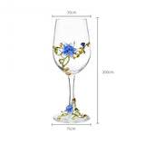 1 x RAW Customer Returns Handmade Painted Enamel Flower Gin Balloon Glass Wine Glass Set, Red Wine Set of 2, Birthday Gift for Women Mom Friends Mother s Day Lead Free Blue Lily Set of 2  - RRP €18.54