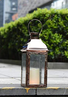 1 x RAW Customer Returns JHY DESIGN stainless steel candle lanterns, decorative candle lanterns 31.5 cm high glass candle holder hanging lanterns garden lantern for inside outside outdoor indoor parity garden balcony wedding rose gold  - RRP €33.64