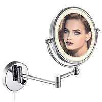 1 x RAW Customer Returns DOWRY Makeup Mirror with Wall Lights 10x Magnifying Mirror Wall Mounted 360 Rotation Double-Sided Mirror Extendable Bathroom Mirror, Diameter 20 cm, Silver - RRP €88.15