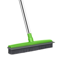 1 x RAW Customer Returns Rubber broom indoor with 50 inch long handle squeegee edge, sweeping brush artificial turf rake garden broom outdoor for pet cat dog hair carpet stainless steel three-part handle  - RRP €21.36