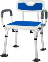 1 x RAW Customer Returns OUUTMEE Shower Chair with Armrests and Backrest, Height Adjustable Shower Stool with 6 Positions, Non-Slip Shower Seat Bath Chairs for Seniors - RRP €58.46