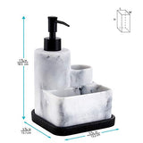 1 x RAW Customer Returns ZCCZ Soap Dispenser with Sponge Holder, Soap Dispenser Pump, Sponge Tray and Brush Holder, 3 in 1 Set, Sink Organizer, Removable Tray, Marble Look Marble Look - RRP €22.99