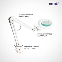 1 x RAW Customer Returns Neatfi XL Bifocals 1,600 Lumen Super LED Magnifier Lamp, 5 Diotter with 20 Diopters, Dimmable, 16W, 84 PCS SMD LEDs With Clamp, White  - RRP €169.18