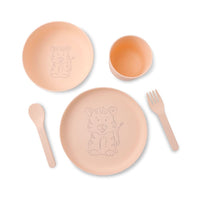 1 x Brand New BIOZOYG children s tableware set 5 pcs bioplastic I breakfast set dishwasher safe I plate-bowl-cup-spoon-fork I gift ideas for children I funny children s tableware with animal motif tiger - RRP €22.08