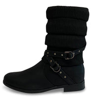 1 x RAW Customer Returns Pogolino women s ankle boots, knitted flat boots, lined boots, ST2912 black 39 - RRP €44.27