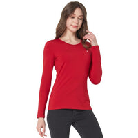 3 x Brand New SSLR Women Thermal T-Shirt Long Sleeve Tea Autumn Style V-Neck Fleece T-Shirt, Red, L - RRP €72.0