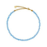 1 x RAW Customer Returns GD GOOD.designs anklets for women with real aquamarine pearls 4mm - waterproof - natural stone anklet blue with adjustable clasp in 18K gold - RRP €30.16