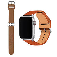 1 x Brand New Obastyle Compatible Genuine Leather Strap for Apple Watch 38 40 42 44MM, Strap for iWatch Series 6 SE 5 4 3 2 1 with Buckle, Adjustable Length 42 44MM, Orange  - RRP €18.68