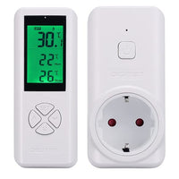 1 x RAW Customer Returns Wireless temperature controlled socket, digital plug thermostat outlet with remote control, built-in temp sensor, heating and cooling for air conditioners, fans, heaters 15A thermostat - RRP €32.26