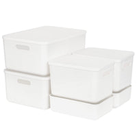 1 x RAW Customer Returns ZPONEED plastic storage box, set of 6 storage boxes with 4 lids, storage basket with handle, versatile storage box for bathroom, kitchen, office, living room - RRP €43.36